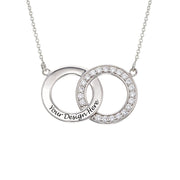 Interlocking Circle Halskette mit Zirkonias X0079 mit Gravur selbst gestalten